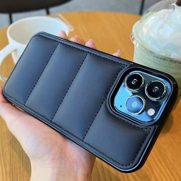 CASELY iPhone 14 PRO MAX Hard Shell Case Puffer Solid PINK WHITE BLACK GREEN NEW - Picture 6 of 12